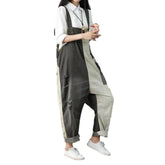Zweifarbiger Baggy-Jeansoverall